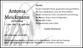 Anzeige von Antonia Meickmann von Westfälische Nachrichten