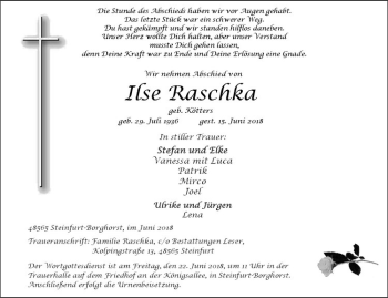 Anzeige von Josef Raschka von Westfälische Nachrichten