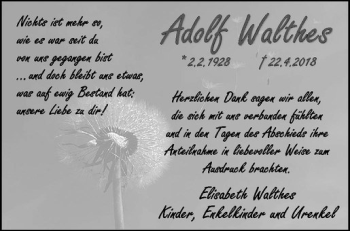 Anzeige von Adolf Walthes von Westfälische Nachrichten