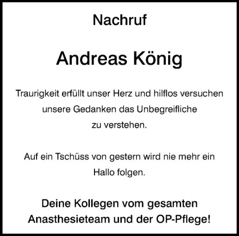  Traueranzeige für Andreas König vom 28.07.2018 aus Westfälische Nachrichten