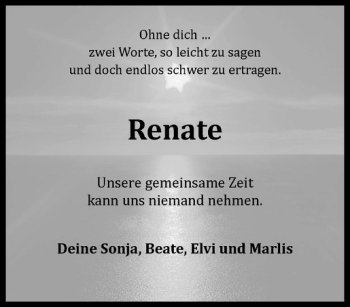 Anzeige von Renate Barth von Westfälische Nachrichten