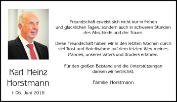 Anzeige von Karl Heinz Horstmann von Westfälische Nachrichten