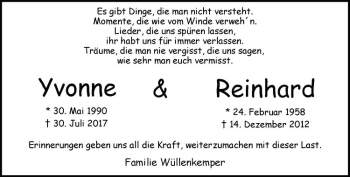 Anzeige von Yvonne Wüllenkemper von Westfälische Nachrichten