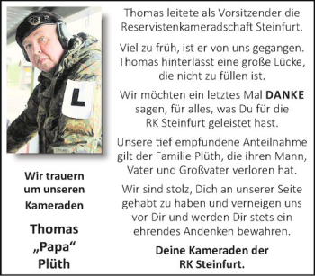 Anzeige von Thomas Plüth von Westfälische Nachrichten