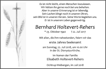 Anzeige von Bernhard Holtevert-Rehers von Westfälische Nachrichten