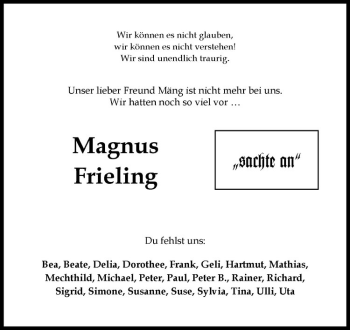 Anzeige von Magnus Frieling von Westfälische Nachrichten