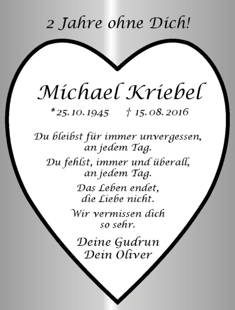  Traueranzeige für Michael Kriebel vom 15.08.2018 aus Westfälische Nachrichten