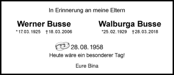 Anzeige von Walburga Busse von Westfälische Nachrichten