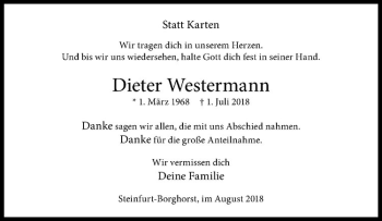Anzeige von Dieter Westermann von Westfälische Nachrichten