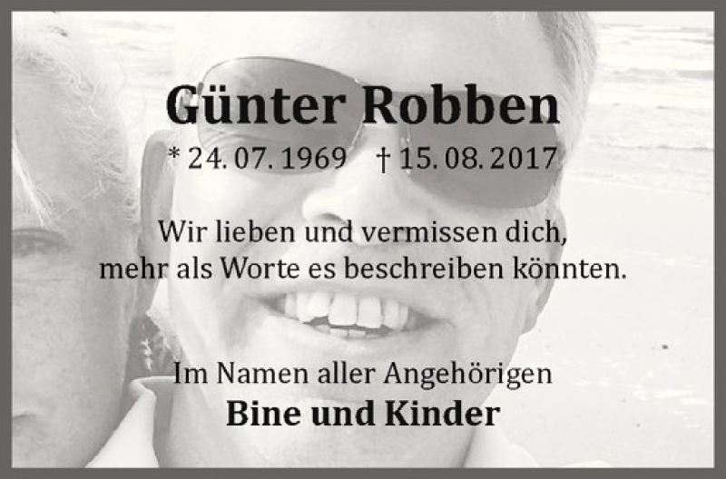  Traueranzeige für Günter Robben vom 15.08.2018 aus Westfälische Nachrichten