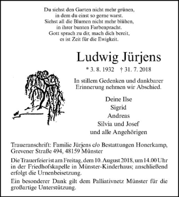 Anzeige von Ludwig Jürjens von Westfälische Nachrichten