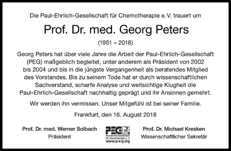  Traueranzeige für Georg Peters vom 16.08.2018 aus Westfälische Nachrichten