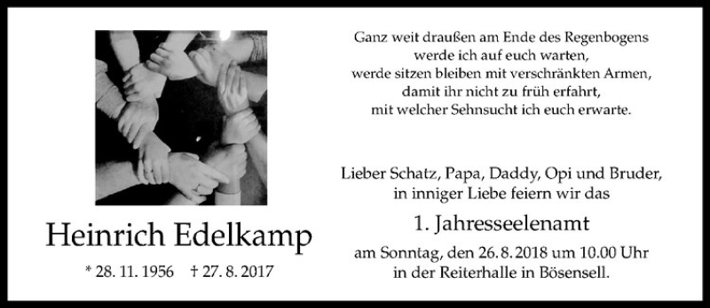  Traueranzeige für Heinrich Edelkamp vom 22.08.2018 aus Westfälische Nachrichten