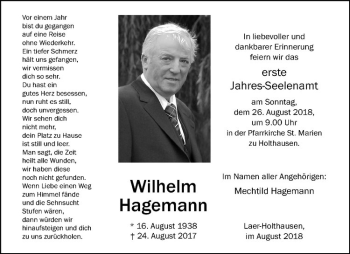 Anzeige von Wilhelm Hagemann von Westfälische Nachrichten