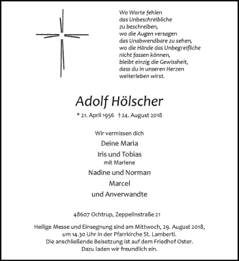 Anzeige von Adolf Hölscher von Westfälische Nachrichten