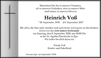 Anzeige von Heinrich Voß von Westfälische Nachrichten