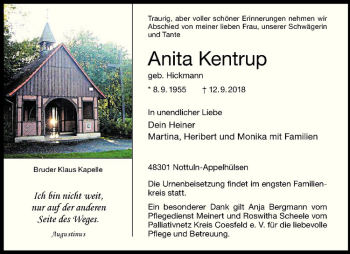 Anzeige von Anita Kentrup von Westfälische Nachrichten
