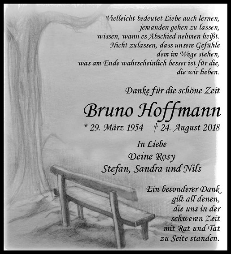  Traueranzeige für Bruno Hoffmann vom 01.09.2018 aus Westfälische Nachrichten