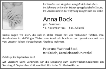 Anzeige von Anna Bock von Westfälische Nachrichten