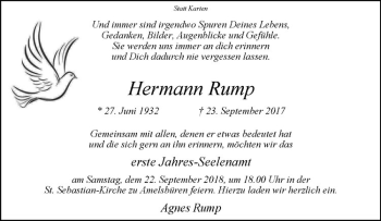 Anzeige von Hermann Rump von Westfälische Nachrichten