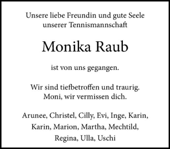 Anzeige von Monika Raub von Westfälische Nachrichten