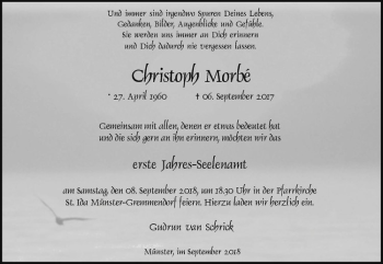 Anzeige von Christoph Morbé von Westfälische Nachrichten