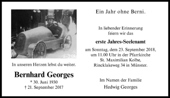 Anzeige von Bernhard Georges von Westfälische Nachrichten
