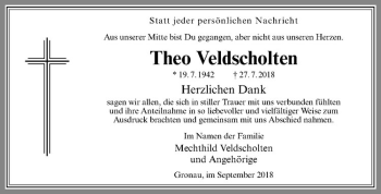 Anzeige von Theo Veldscholten von Westfälische Nachrichten