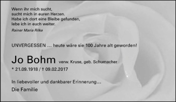 Anzeige von Jo Bohm von Westfälische Nachrichten