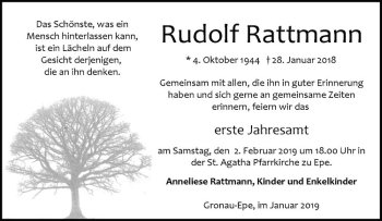 Anzeige von Rudolf Rattmann von Westfälische Nachrichten