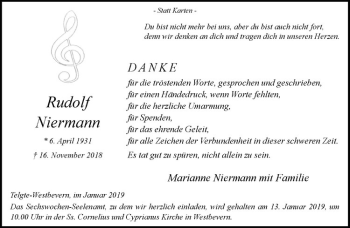 Anzeige von Rudolf Niermann von Westfälische Nachrichten