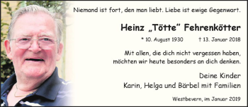 Anzeige von Heinz Fehrenkötter von Westfälische Nachrichten