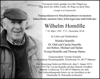 Anzeige von Wilhelm Homölle von Westfälische Nachrichten