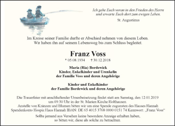 Anzeige von Franz Voss von Westfälische Nachrichten