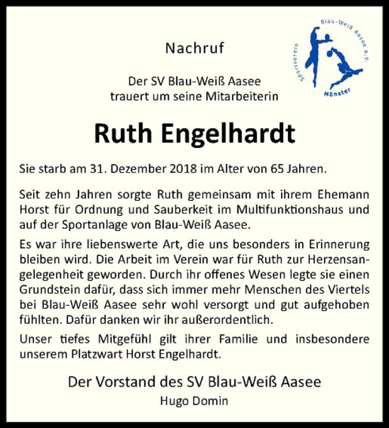  Traueranzeige für   vom 16.01.2019 aus Westfälische Nachrichten