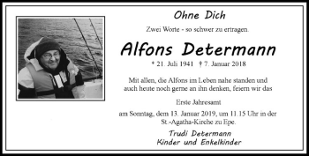 Anzeige von Alfon Determann von Westfälische Nachrichten