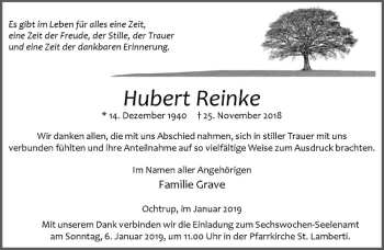 Anzeige von Hubert Reinke von Westfälische Nachrichten