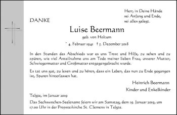 Anzeige von Luise Beermann von Westfälische Nachrichten