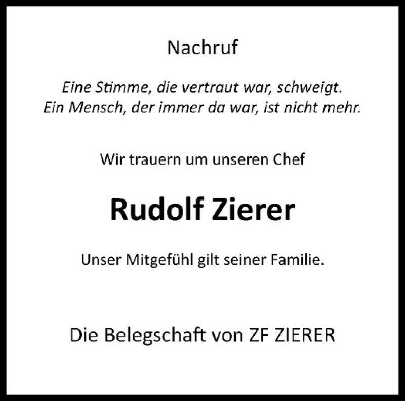 Traueranzeige für Rudolf Zierer vom 19.01.2019 aus Westfälische Nachrichten