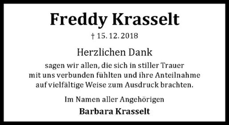  Traueranzeige für Alfred Krasselt vom 26.01.2019 aus Westfälische Nachrichten