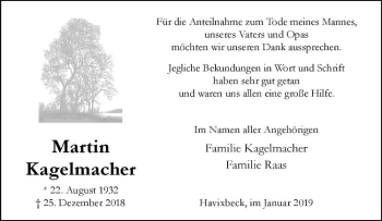 Anzeige von Martin Kagelmacher von Westfälische Nachrichten