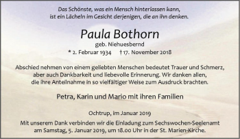 Anzeige von Paula Bothorn von Westfälische Nachrichten