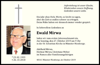 Anzeige von Ewald Mirwa von Westfälische Nachrichten