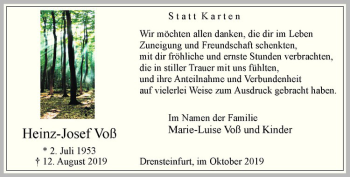 Anzeige von Heinz-Josef Voß von Westfälische Nachrichten