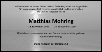 Anzeige von Matthias Mohring von Westfälische Nachrichten