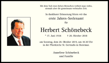 Anzeige von Herbert Schönebeck von Westfälische Nachrichten