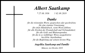 Anzeige von Albert Saatkamp von Westfälische Nachrichten