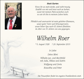 Anzeige von Wilhelm Roer von Westfälische Nachrichten