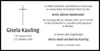 Anzeige von Gisela Kauling von Westfälische Nachrichten