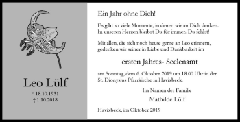 Anzeige von Leo Lülf von Westfälische Nachrichten
